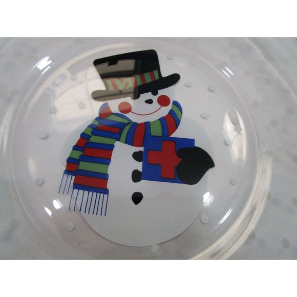 Snowman Glass Plate Reverse Painted Vintage Arcoroc GUC Made in France - Picture 4 of 12
